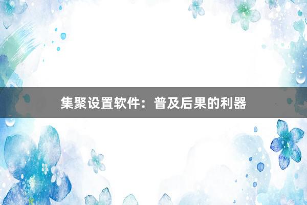 集聚设置软件:普及后果的利器